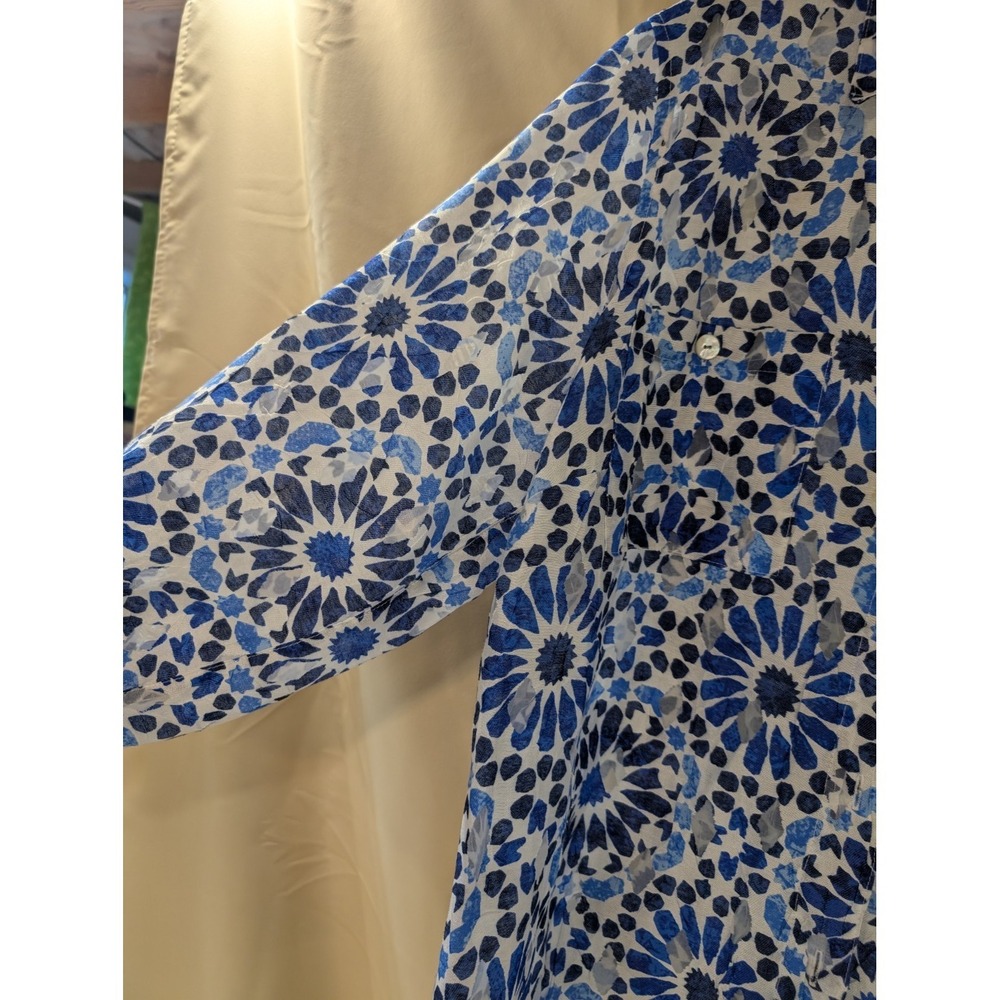 Ruby Rd. Woman 16W Blue Floral Blouse Roll Tab Sleeve Sheer Lightweight Top - Picture 4 of 5